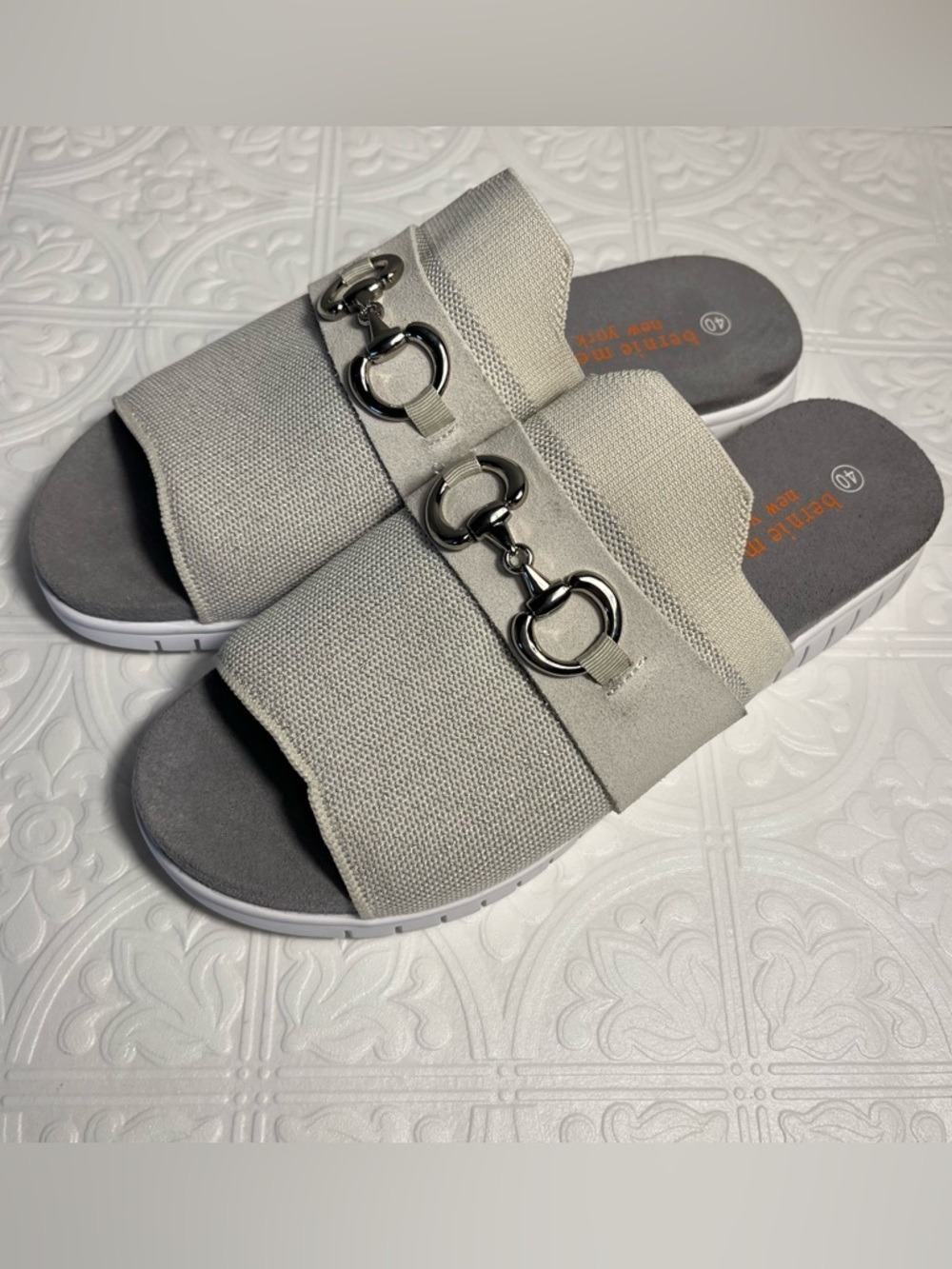 Bernie Mev Monaco Womens Sporty Slide Sandals Open Toe Casual Nude Silver 9 9.5 - Picture 8 of 10